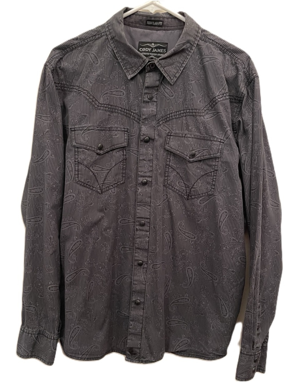 Cody James Authentic Western Button-Up in Charcoal Gray